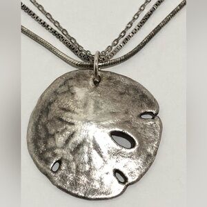 925 AGI Italy Silver Sand Dollar Multi-Chain Necklace